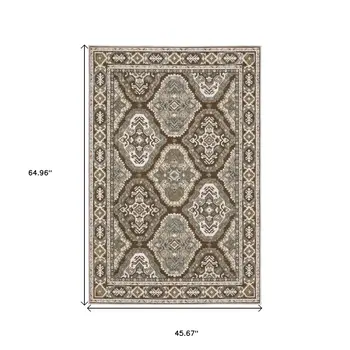 4' X 6' Blue And Gray Medallion Area Rug