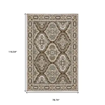 7' X 10' Blue And Gray Medallion Area Rug