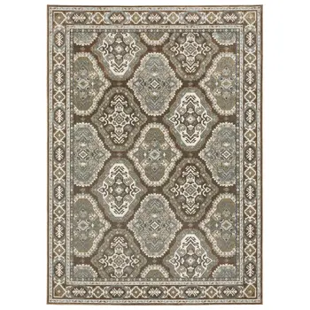 8' X 11' Ivory And Blue Medallion Area Rug