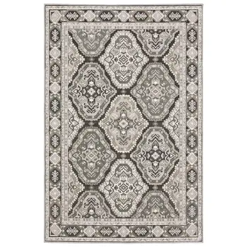 4' X 6' Ivory And Blue Medallion Area Rug