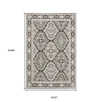 4' X 6' Ivory And Blue Medallion Area Rug