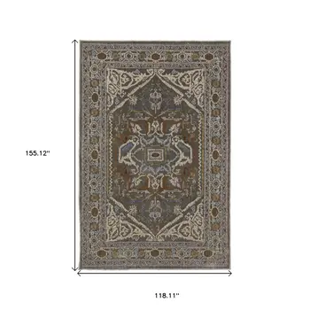 10' X 13' Blue And Green Medallion Area Rug