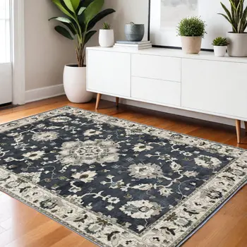 4' X 6' Blue Oriental Area Rug