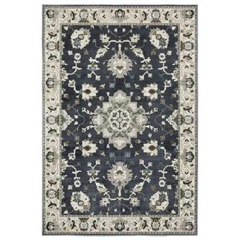 4' X 6' Blue Oriental Area Rug