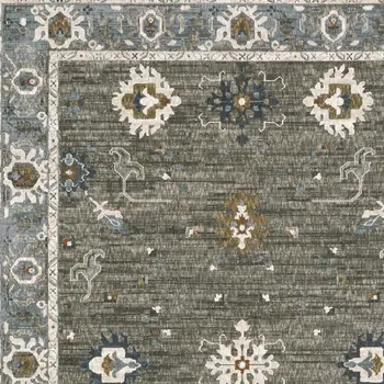 4' X 6' Blue Ivory And Gray Oriental Area Rug