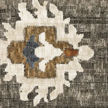 7' X 10' Blue Ivory And Gray Oriental Area Rug