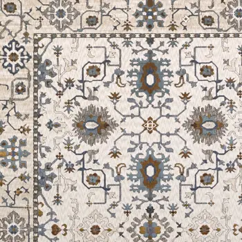 4' X 6' Ivory Burnt Orange And Blue Oriental Area Rug