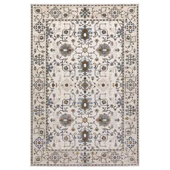 4' X 6' Ivory Burnt Orange And Blue Oriental Area Rug