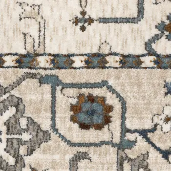 4' X 6' Ivory Burnt Orange And Blue Oriental Area Rug