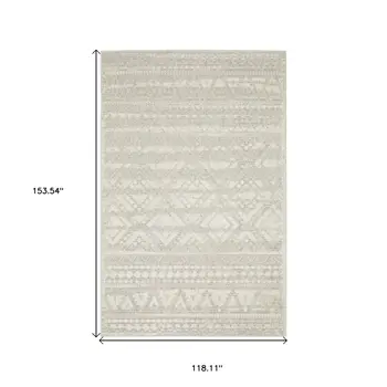 10' X 13' Beige And Ivory Tribal Area Rug