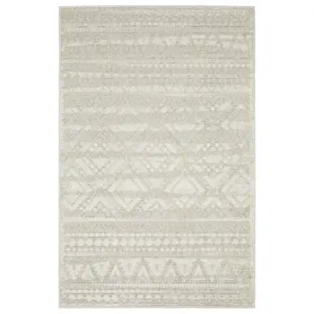 7' X 10' Beige And Ivory Tribal Area Rug