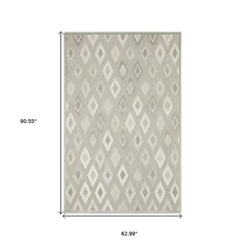 5' X 8' Beige And Gray Diamond Area Rug