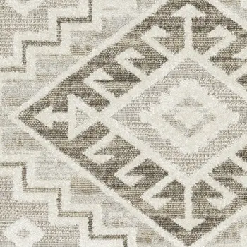 5' X 8' Beige And Brown Tribal Area Rug