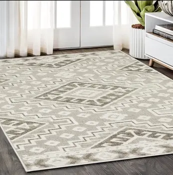 5' X 8' Beige And Brown Tribal Area Rug