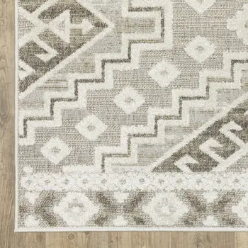 7' X 10' Beige And Brown Tribal Area Rug