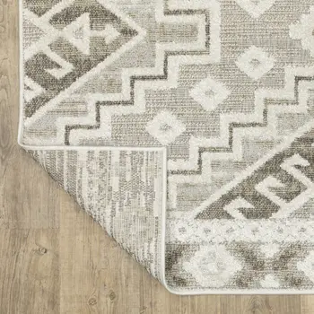 8' X 11' Beige And Brown Tribal Area Rug