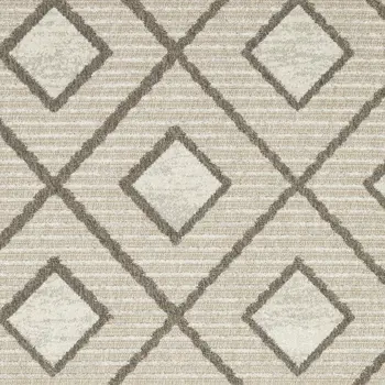 5' X 8' Beige And Brown Geometric Area Rug