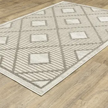 10' X 13' Beige And Brown Geometric Area Rug