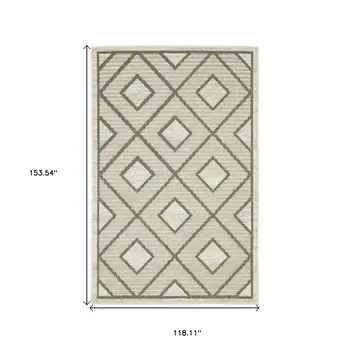 10' X 13' Beige And Brown Geometric Area Rug