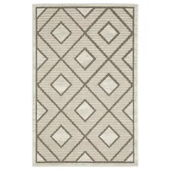 8' X 11' Beige And Brown Geometric Area Rug