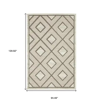 8' X 11' Beige And Brown Geometric Area Rug