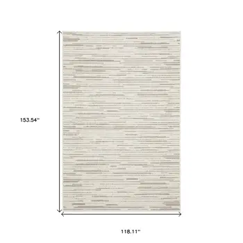 10' X 13' Ivory And Brown Striped Distressed Area Rug