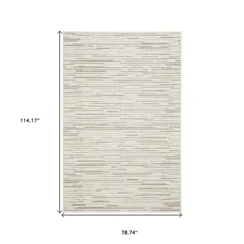 7' X 10' Ivory And Brown Striped Distressed Area Rug