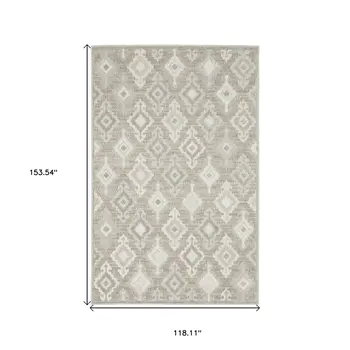 10' X 13' Beige And Gray Oriental Area Rug
