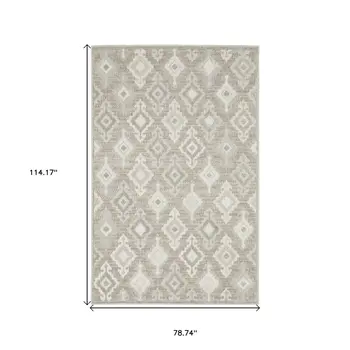 7' X 10' Beige And Gray Oriental Area Rug