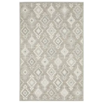 8' X 11' Beige And Gray Oriental Area Rug