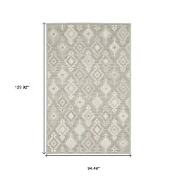 8' X 11' Beige And Gray Oriental Area Rug