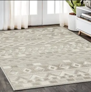 5' X 8' Beige And Gray Geometric Area Rug