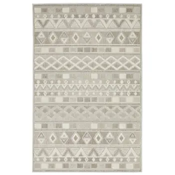 5' X 8' Beige And Gray Geometric Area Rug