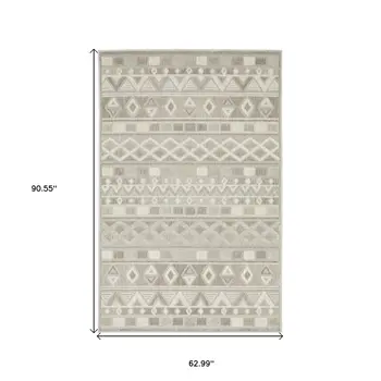 5' X 8' Beige And Gray Geometric Area Rug