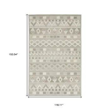 10' X 13' Beige And Gray Geometric Area Rug