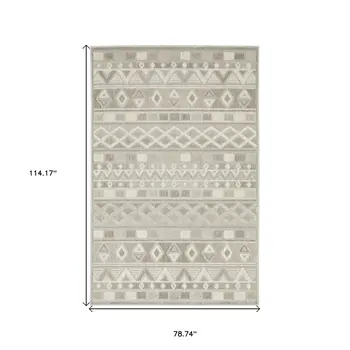 7' X 10' Beige And Gray Geometric Area Rug
