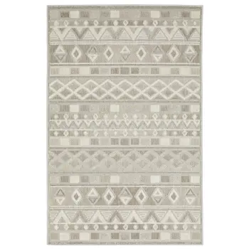 8' X 11' Beige And Gray Geometric Area Rug