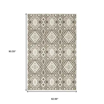 5' X 8' Brown And Beige Tribal Area Rug