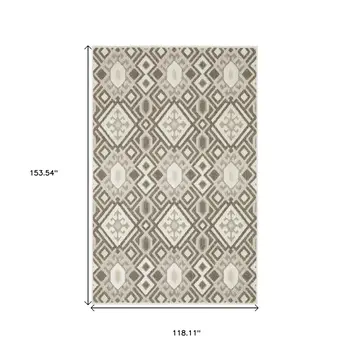10' X 13' Brown And Beige Tribal Area Rug