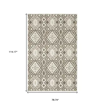 7' X 10' Brown And Beige Tribal Area Rug
