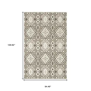 8' X 11' Brown And Beige Tribal Area Rug