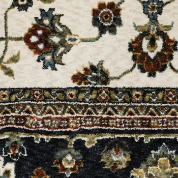 7' X 10' Ivory Oriental Area Rug With Fringe