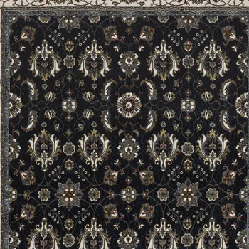 5' X 8' Blue And Ivory Oriental Area Rug With Fringe