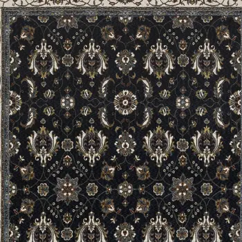 4' X 6' Blue And Ivory Oriental Area Rug With Fringe