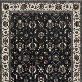 4' X 6' Blue And Ivory Oriental Area Rug With Fringe