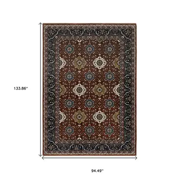 8' X 11' Red Medallion Area Rug With Fringe