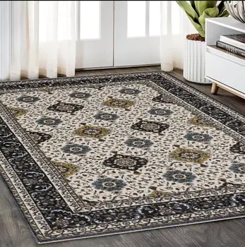 5' X 8' Ivory Medallion Area Rug With Fringe