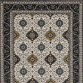 8' X 11' Ivory Medallion Area Rug With Fringe
