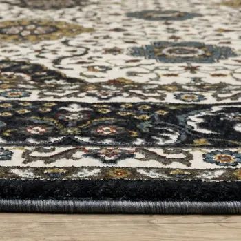 8' X 11' Ivory Medallion Area Rug With Fringe