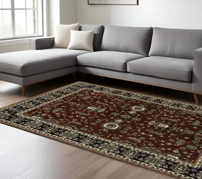 10' X 13' Red Oriental Area Rug With Fringe